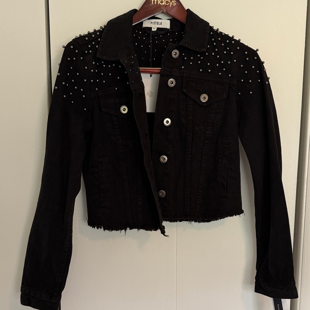 Pistola Black Studded Jean Jacket